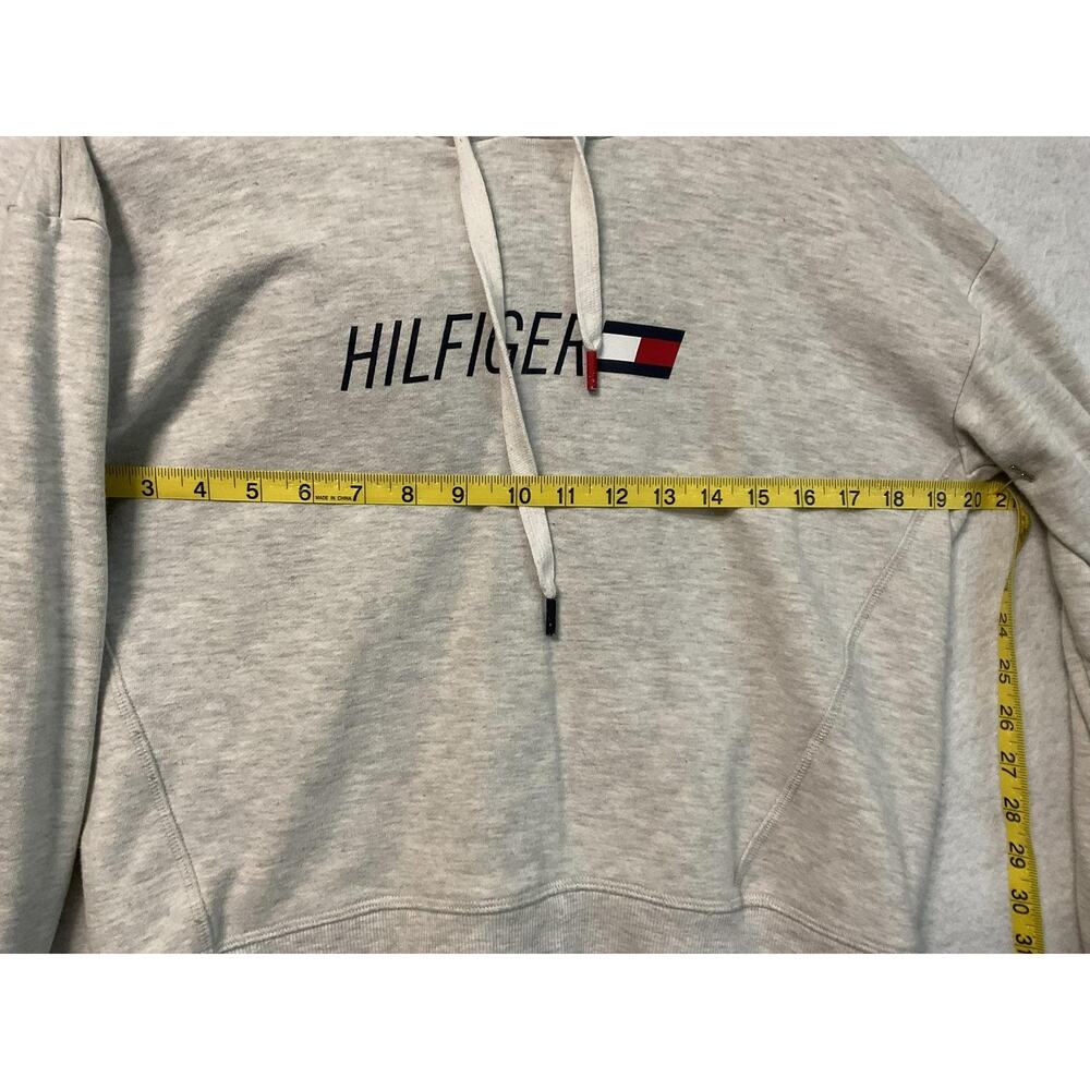 Tommy Hilfiger Sport Hoodie Womens Small Gray Hilfiger Logo Cropped Sweatshirt - Picture 4 of 7